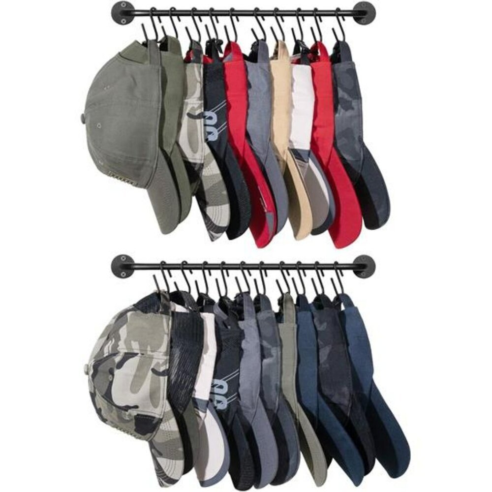 Wall Hat Rack Organizer Set with Hooks Baseball Cap Holder Closet Storage
